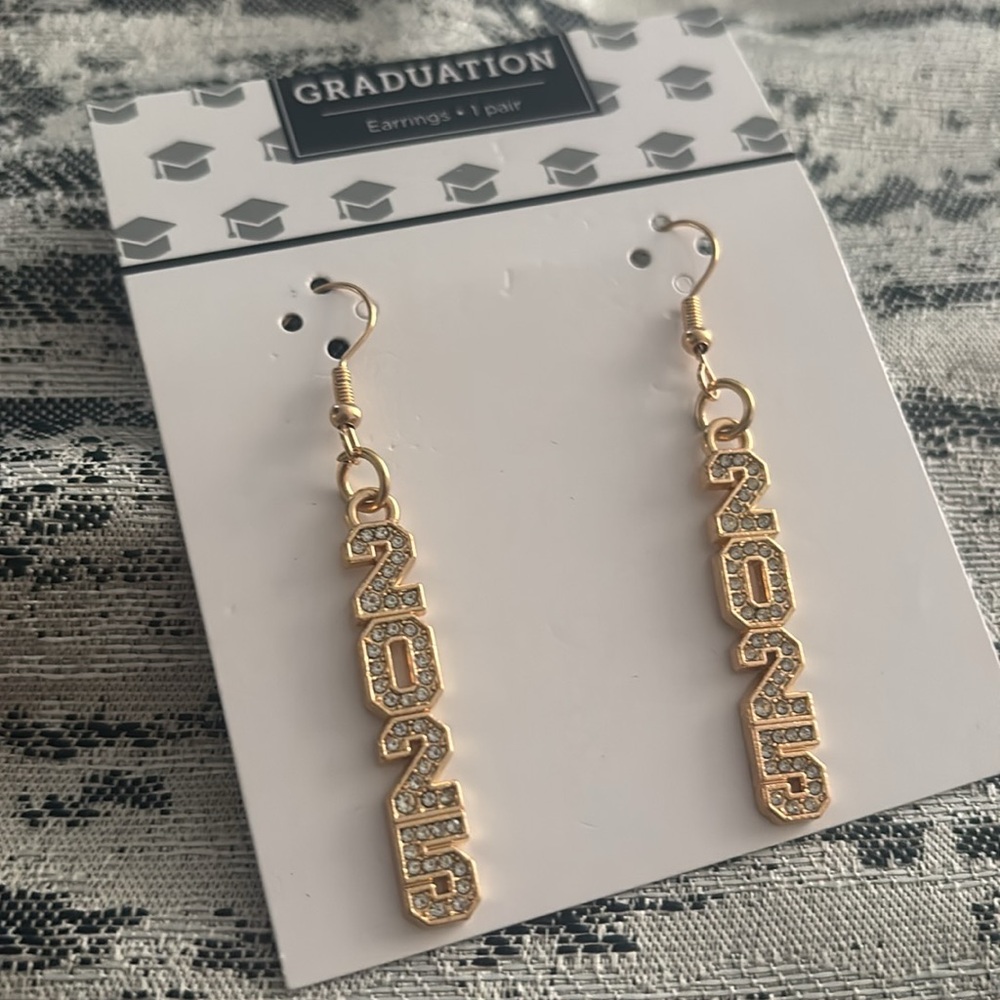 (2025 Earrings) Gold 2025 Graduation Earrings